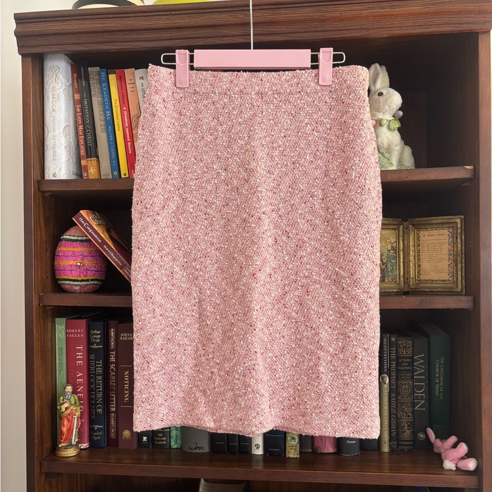 ST JOHN COLLECTION Pink Boucle Tweed Pull on Pencil Skirt SZ 2 SS 2008